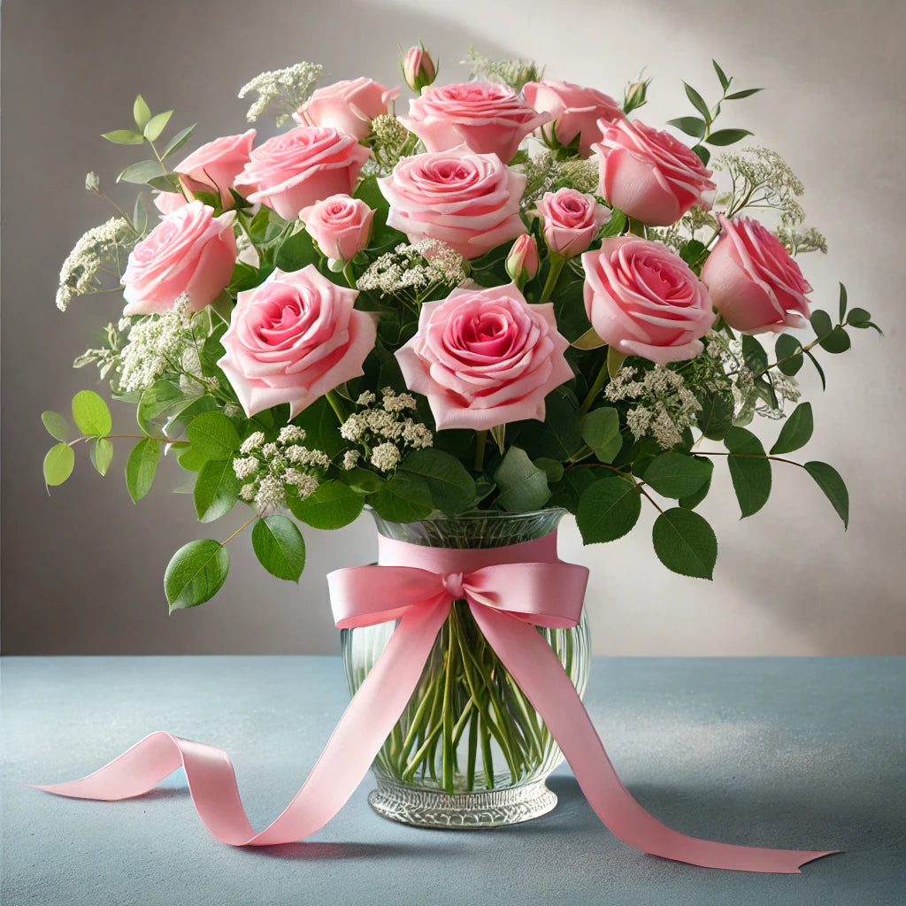 Pink Grace: A Dozen Pink Roses