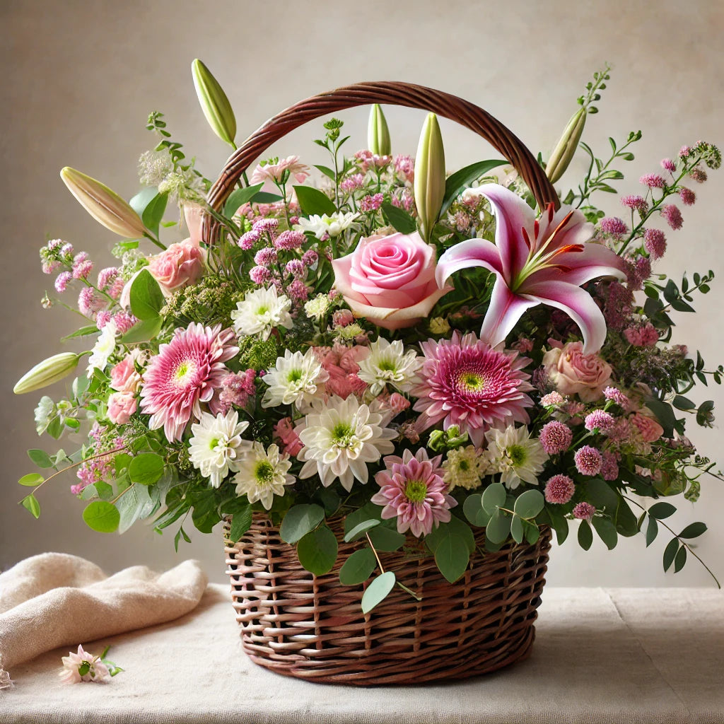 Rustic Charm Floral Basket Arrangement