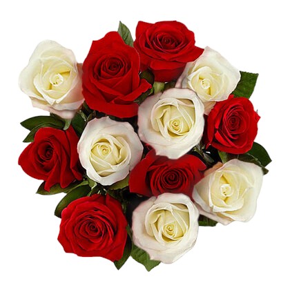 A Bouquet of Red and White Roses" (FGB141) - City Flowers & Gift Baskets