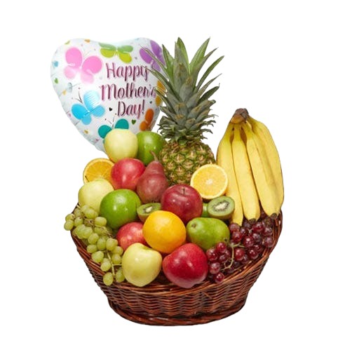Fruit Hamper Basket with Balloon (FGB329) - City Flowers & Gift Baskets