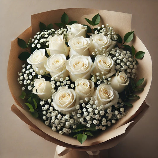 Elegant White Roses Bouquet