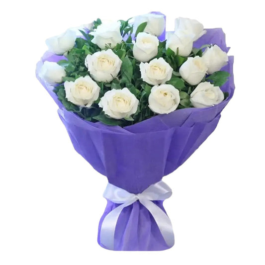 Dozen White Roses Bouquet (FGB419) - City Flowers & Gift Baskets
