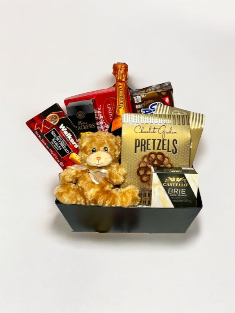 Gourmet Celebration Basket with Teddy Bear