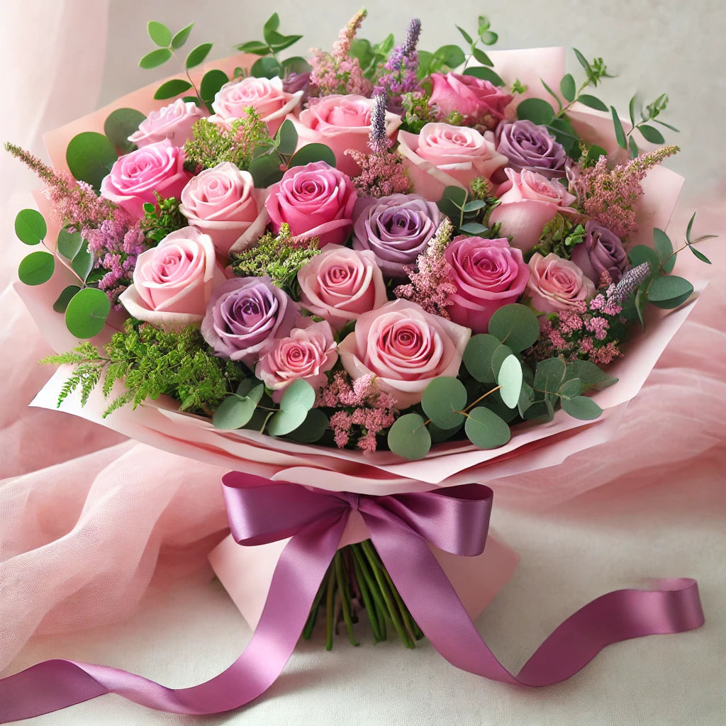 Enchanting Pink and Lavender Rose Bouquet