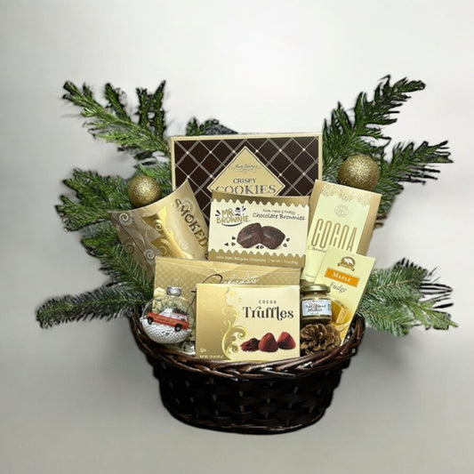 Golden Holiday Indulgence Gift Basket