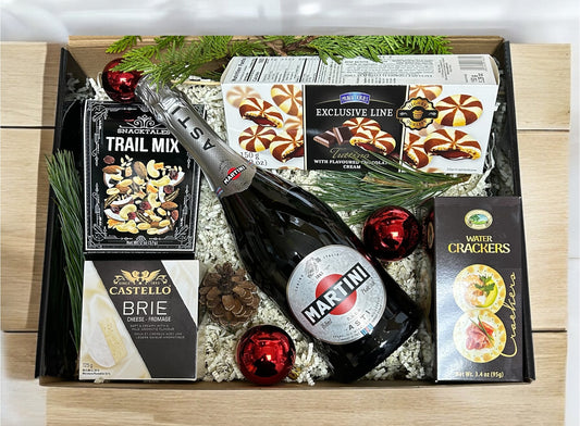 Festive Celebration Gift Basket with Sparkling Wine