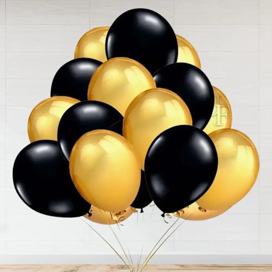 Gold & Black Latex Balloons