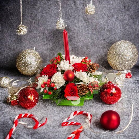 Festive Holiday Candle Centerpiece