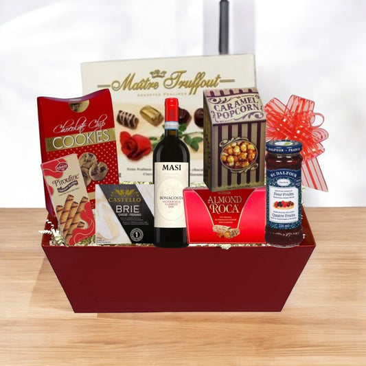 Elegant Wine & Gourmet Treats Gift Basket