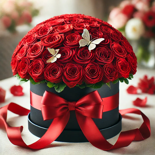 Elegant Rose Dome with Golden Butterflies