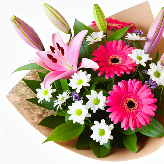 Charming Bouquet of Lilies and Daisies