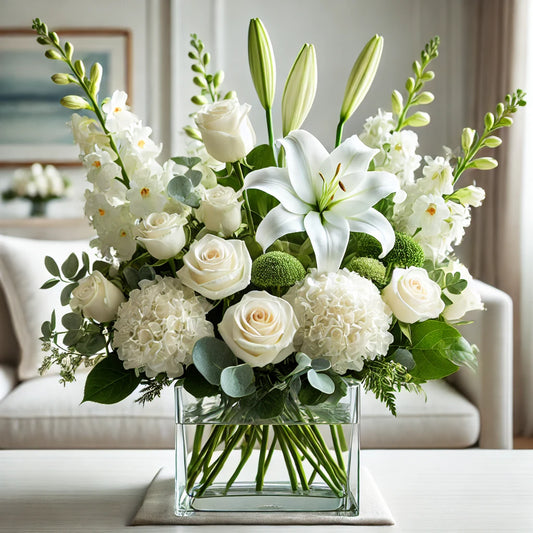Elegant White Rose & Lily Harmony