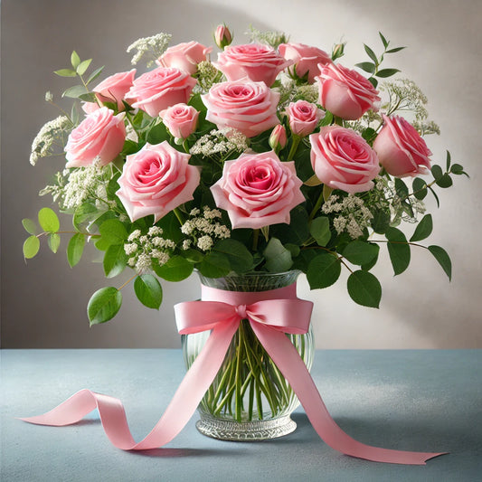Pink Grace: A Dozen Pink Roses