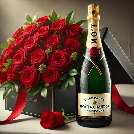 Romantic Indulgence: Moët &amp; Chandon with Red Roses