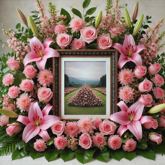 Pink Elegance Memorial Floral Display (Frame not included)