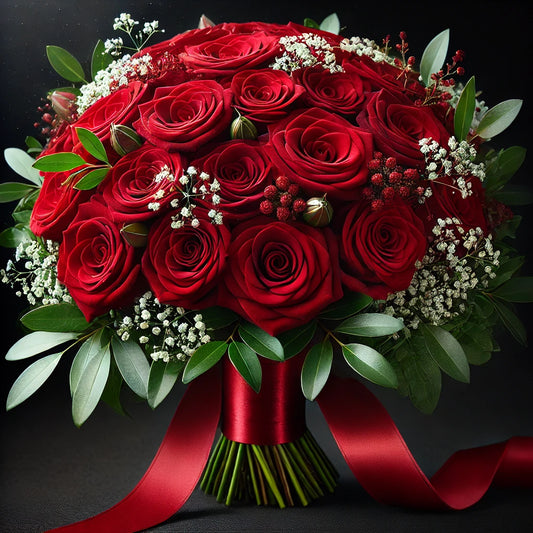 Timeless Red Rose Wedding Bouquet