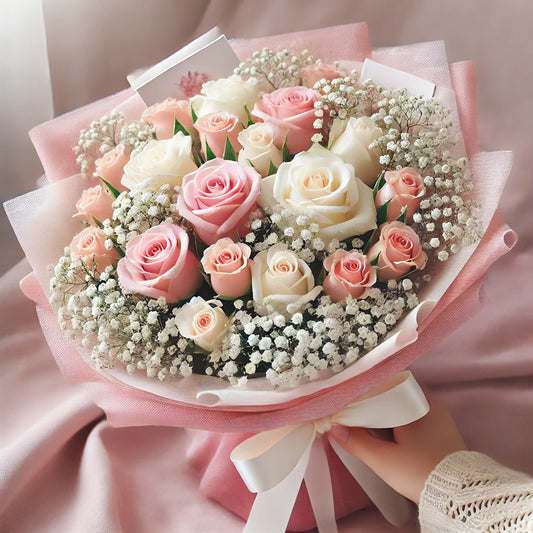 Blushing Elegance 24 Rose Bouquet