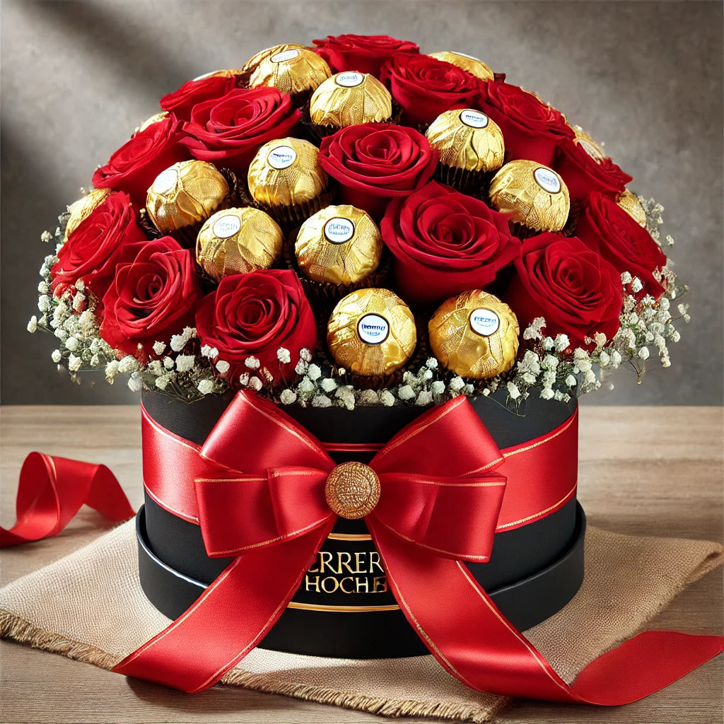 Red Roses & Ferrero Rocher Luxury Box – City Flowers & Gift Baskets