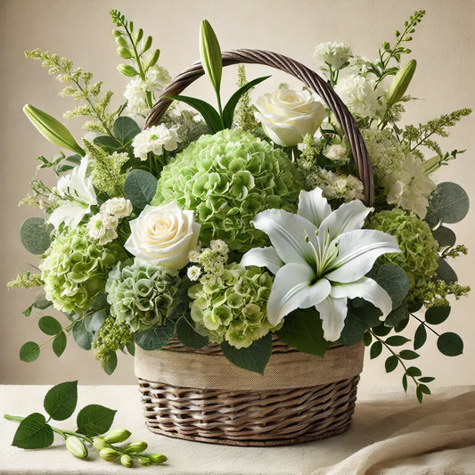 Tranquil Elegance Floral Basket Arrangement
