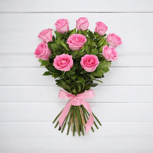 Simply Sweet: 12 Pink Roses Bouquet