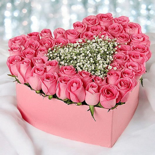 Heartfelt Affection: Pink Rose Heart Box