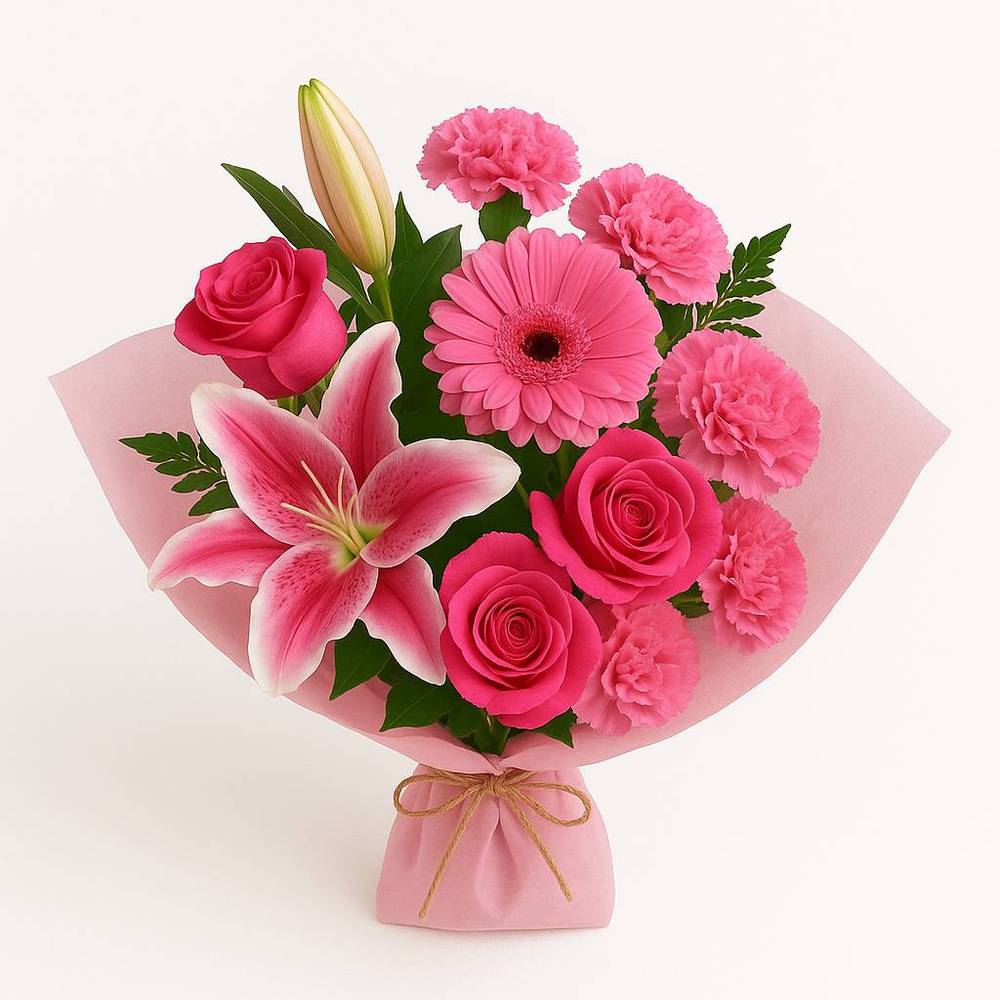 Pink Perfection Wrapped Bouquet