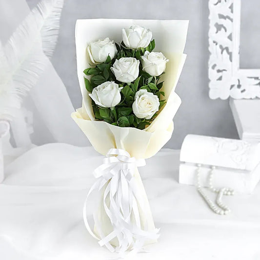 Heavenly White Rose Bouquet