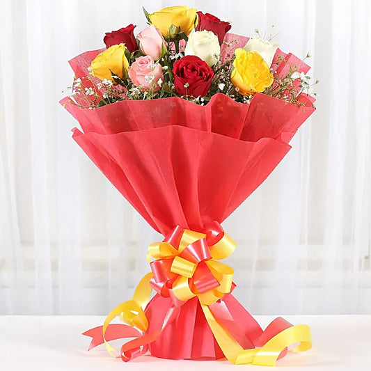 Festive Radiance Mixed 12 roses Bouquet