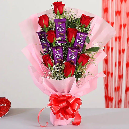 Sweet Love Rose &amp; Dairy Milk Bouquet