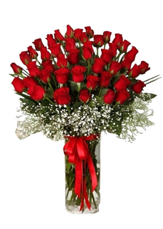 42 Red Roses in vase  (FGB128) - City Flowers & Gift Baskets