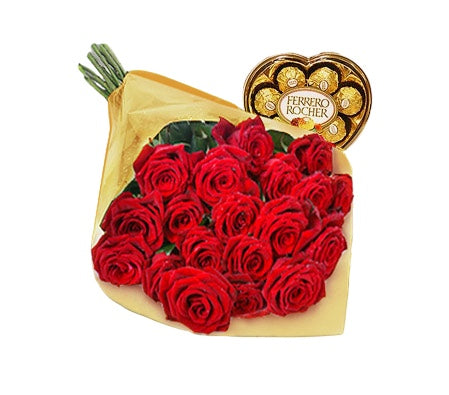 Two Dozen Red Roses with Ferrero  (FGB201) - City Flowers & Gift Baskets